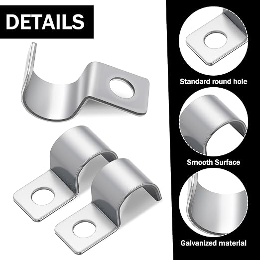 Yaocom 100 Pcs Silver Cable Wire Screw Clips 1/2 inch, Zinc Plated Steel Clamp Outdoor Cord Clips for Wall Mounting Wire Management
