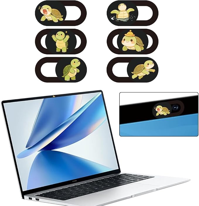 6Pcs 6 Styles Turtle Camera Cover Slide Cute Privacy Guard Accessories, 0.04 Inch Ultra Thin Webcam Cover Protector Blocker for Laptop Desktop Computer Tablet Notebook Mini PC Office Use