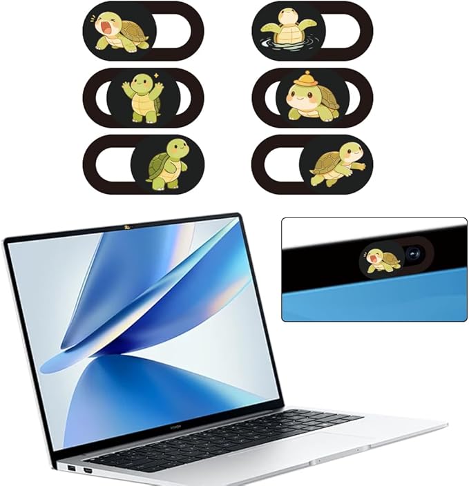 6Pcs 6 Styles Turtle Camera Cover Slide Cute Privacy Guard Accessories, 0.04 Inch Ultra Thin Webcam Cover Protector Blocker for Laptop Desktop Computer Tablet Notebook Mini PC Office Use