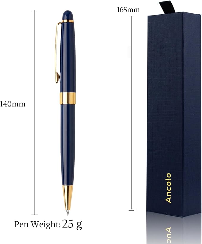 Ancolo Personalized Fancy Pens Quality Advertising Buesiness Gift Office Writing Set- Engraved with Your Message Name Company Team Name, Phone Number Perfect for Business Men 5 Pens/BOX