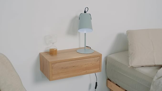 Mobili Fiver, Riccardo Floating nightstand, Oak, 17.7" x 9.8" x 6.1 ", Melamine-Finished, Modern Bedside Table, End Table, Italian Furniture