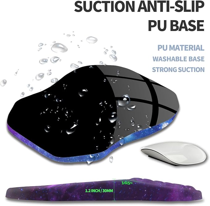 Ergonomic Raised Mouse Pad Wrist Support with Bilateral Slope Memory Foam Mousepad for Wrist Rest and Carpal Tunnel Pain Relief 11.8x7.9〃Galaxy
