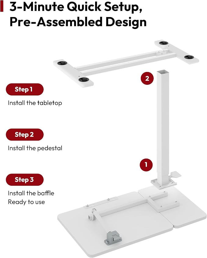 SANODESK 28''Overbed Table Gas Spring Lifting with Wheels&Tilting Desktop | Rolling Mobile Laptop Desk End Table,Portable Computer Workstation for Home Office,Sofa,Bedside,27.6" W x 15.7" D,White