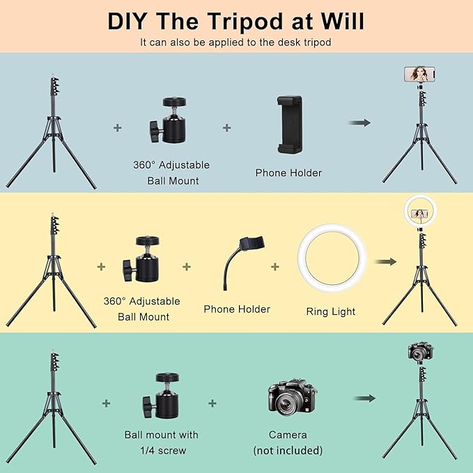 12'' Ring Light with Stand 75'' Tall & Phone Holder, 100+ Color Modes Selfie Light with Tripod Stand, Big LED Circle Lights for iPhone/Android/Camera/YouTube/Makeup/Live Stream/TikTok/Video
