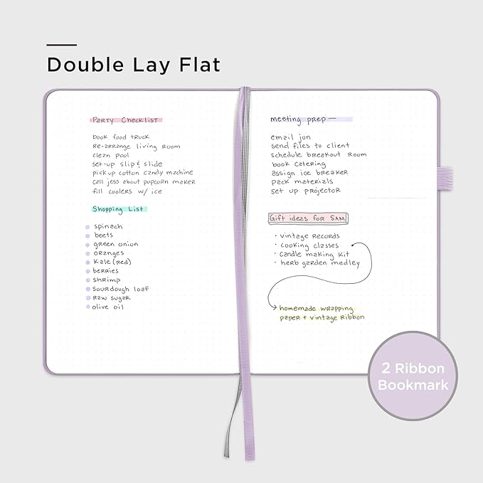 &And Per Se Dotted Journal Notebook, A5 Hardcover Aesthetic Dotted Notebook – 160 Pages 100gsm Thick Dot Grid Paper, 3 Sticker Sheets – Gift-Ready Journaling Kit for Women (Lavender)
