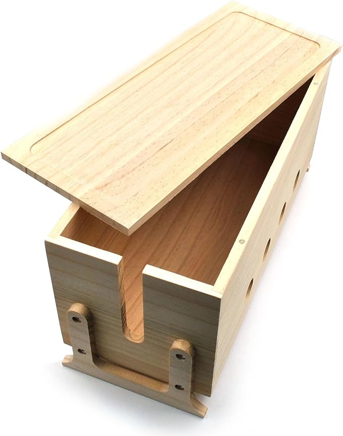 Large Wood Cable Management Box, Natural Cord Organizer 14.2" | Hides power strips & TV wires, 14.2 x 6 x 6.3 inches,Ideal for home & office organization