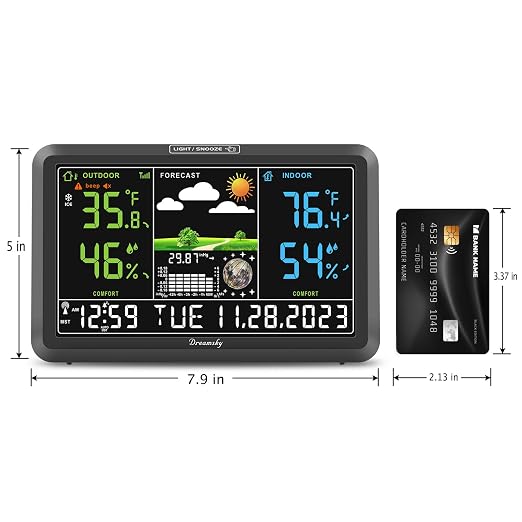 DreamSky Weather Station Indoor Outdoor Thermometer Wireless, Atomic Clock | Digital Large Display with Backlight Dimmer, USB Port, Inside Outside Temperature Humidity Monitor for Home (Plug-in)