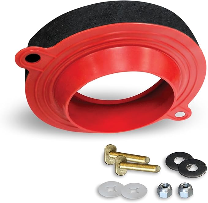 Korky 6000BP Universal Toilet WaxFree Seal with Hardware - Toilet Installation Made Easy - Made in USA , Red