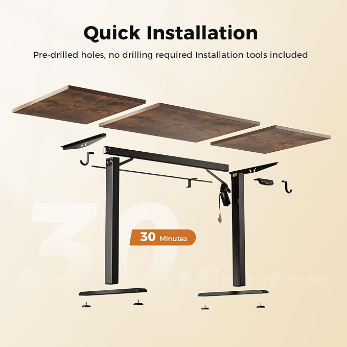 Agilestic Electric Standing Desk, 63 x 23.6 Inches Height Adjustable Desk, Sit Stand up Desk for Work Office Home, Splice Board, Rustic Brown