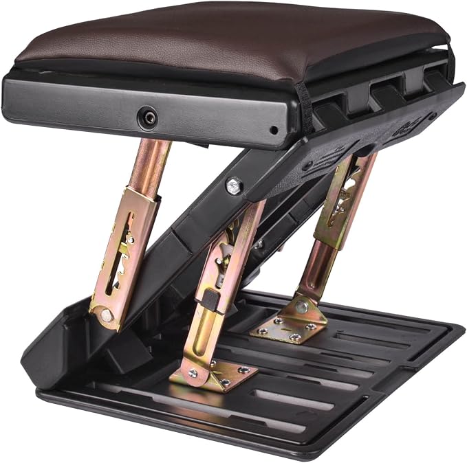 Under Desk Footrest, 4-Level Height Adjustable 12Modes Foldable Footrest | Soft Removable Cushion Adds Comfort,Ergonomic Support,Massage Beads,for Office,Gaming & Home Desks,Max-Load 120Lbs,Brown