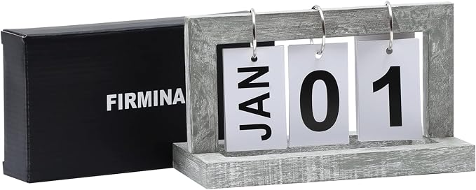 Perpetual Flip Desk Calendar-Small Cute Office Desktop Calendar with Memorial Day Trackingr(Washed Gray)