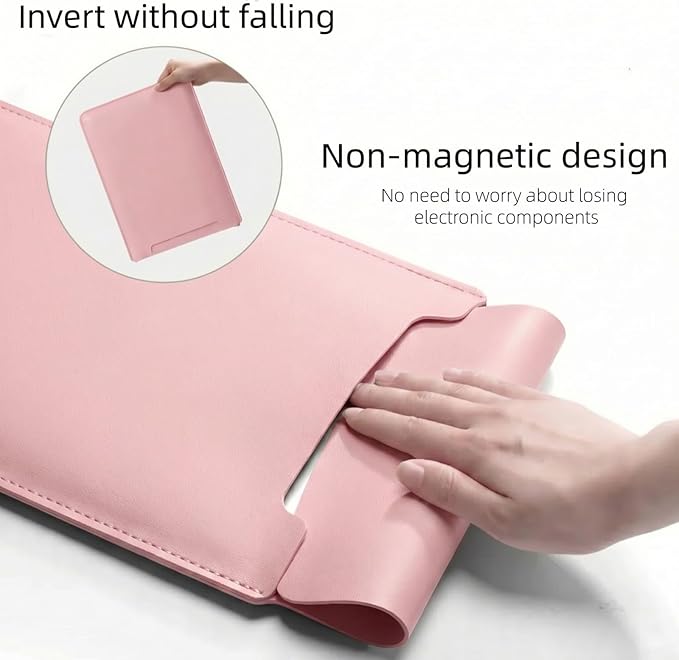 MacBook Air 14 inch Sleeve, PU Leather Laptop Sleeve Case Compatible with MacBook Air M5 M4 M3 M2 M1/MacBook Pro 13/MacBook Neo A18 2018-2026,Slim Protective Computer Sleeve Bag for Women, Pink