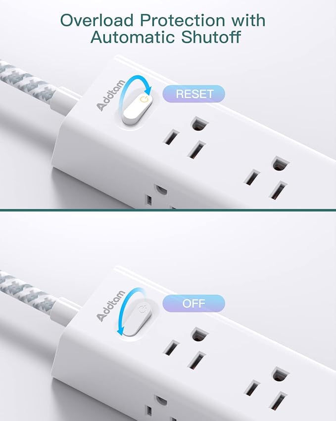 Surge Protector Power Strip - 20 FT Extension Cord, Power Strip with 12 Widely AC Outlet 3 USB, Flat Plug Wall Mount Overload Protection, 1050J, Desk Charging Station for Home Office, ETL Listed,White