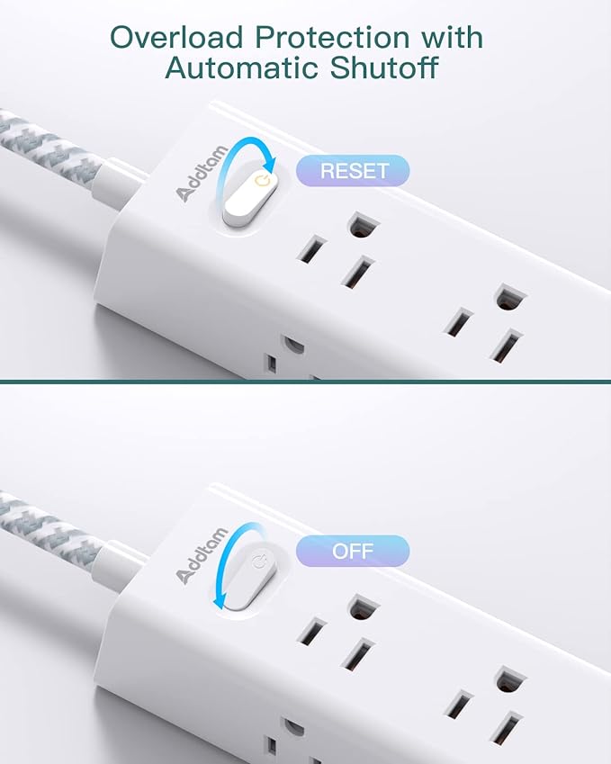 Surge Protector Power Strip - 15 FT Extension Cord, Power Strip with 12 Widely AC Outlet 3 USB, Flat Plug Wall Mount Overload Protection, 1050J, Desk Charging Station for Home Office, ETL Listed,White