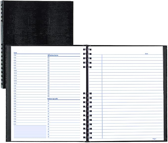 NotePro Undated Daily Planner, Black, 200 Pages,10 3/4 x 8-1/2 Inches