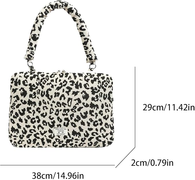 Leopard Print Laptop Case 11, 13,15 Inch Quilted Laptop Sleeve Soft Protective Cheetah Computer Sleeve for MacBook (Beige, with Strap, 15 Inch)