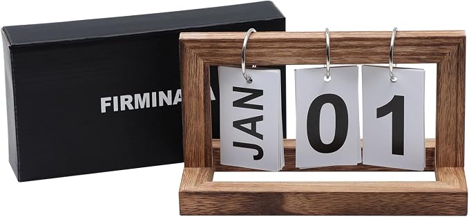 Desk Flip Calendar, Perpetual Desktop Calendar, Cute Small Flip Calendar with Memorial Day Recorder, Carbonized Black
