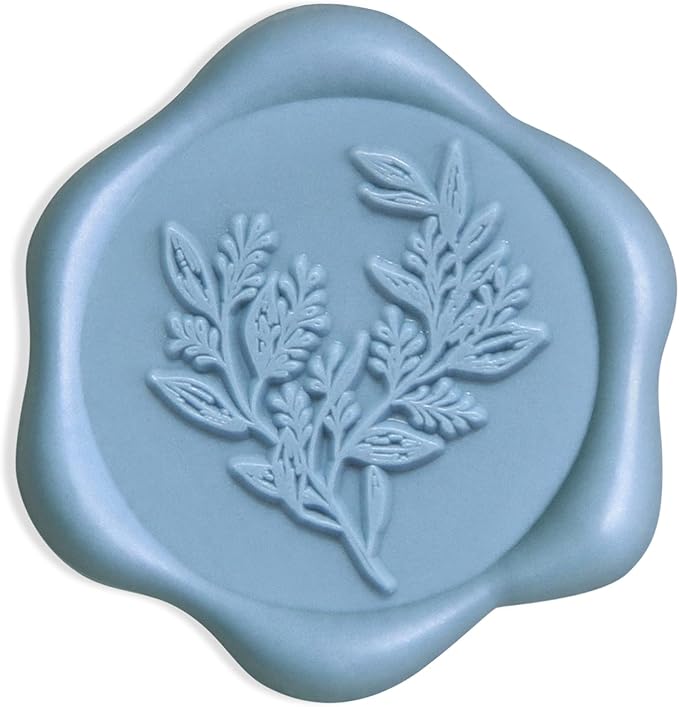 UNIQOOO Wax Seal Stickers - Eucalyptus Wedding Invitation Envelope Seal Stickers, 100 Pcs Self- Adhesive Dusty Blue Stickers, Perfect for Invitation, Christmas, Gift Wrapping, Party