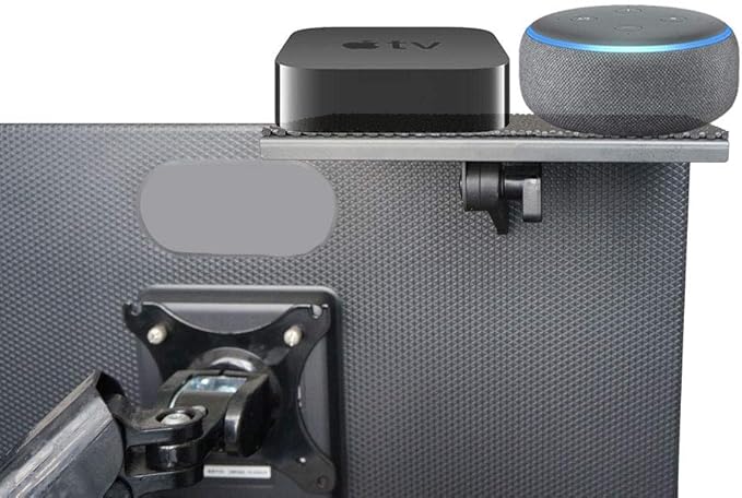 YOKEPO Platform Solid Screen Shelf Adjustable Mount Desktop PC Monitor Used to Place Cable Box Speakers Apple TV PlayStation Camera Frames Remote (Black, New 8 inch)