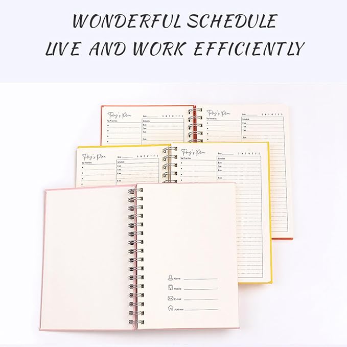Vebermo 2026 Daily Planner Notebook, Spiral Journals with Pen Set, A5 Hardcover Academic Hourly Schedules Appointment Planner for Office Home School, DeepBlue