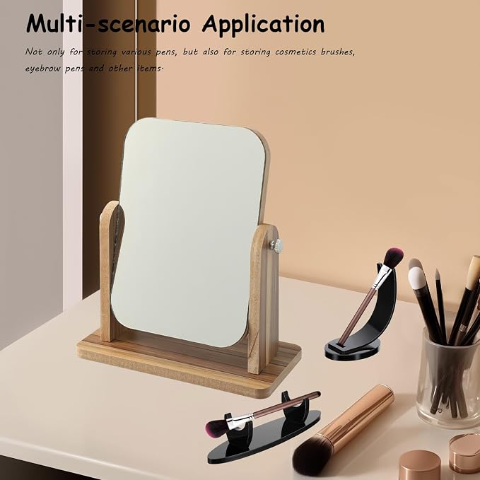 Acrylic Pen Display Stand Rack - Single Pen Holder - 2 Pack Black | Acrylic pen holder for desk, fountain pen display, pencils, makeup brushes cosmetics tools, 1 Horizontal 1 Vertical 2 Pack