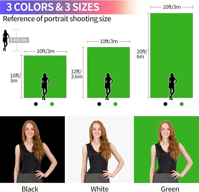 Green Screen Backdrop 10x10 ft, Chroma Key Greenscreen Background for Streaming Zoom, Photo Backdrop Curtain for Photography, Thick Polyester Fabric Cloth Sheet for Photoshoot Video (Backdrop Only)