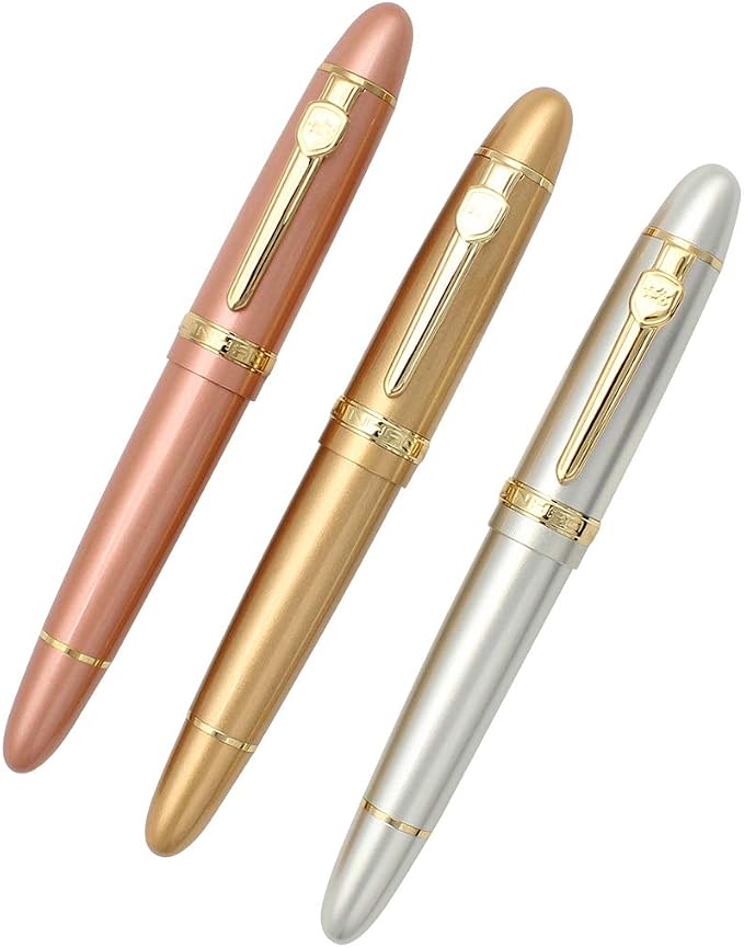 Jinhao 159 Rollerball Pens Medium Point (0.7mm) Gold Trim Heavy Pen, Black Ink, 3 Count