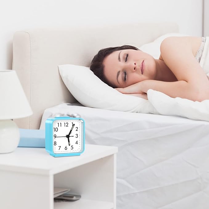 AMIR Silent Non Ticking Analog Alarm Clock, Battery Operated Small Clock | Beep Alarm Clock with Snooze & Night Light for Bedroom, Bedside Desk, Students & Heavy Sleepers