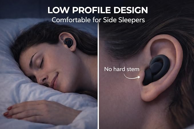 Macco Focus Reusable Silicone Ear Plugs – up to 33 dB NRR Noise Reduction for Sleep & Focus – 4 Sizes (XS–L) – Soft Washable Hearing Protection with Hard Case – Black