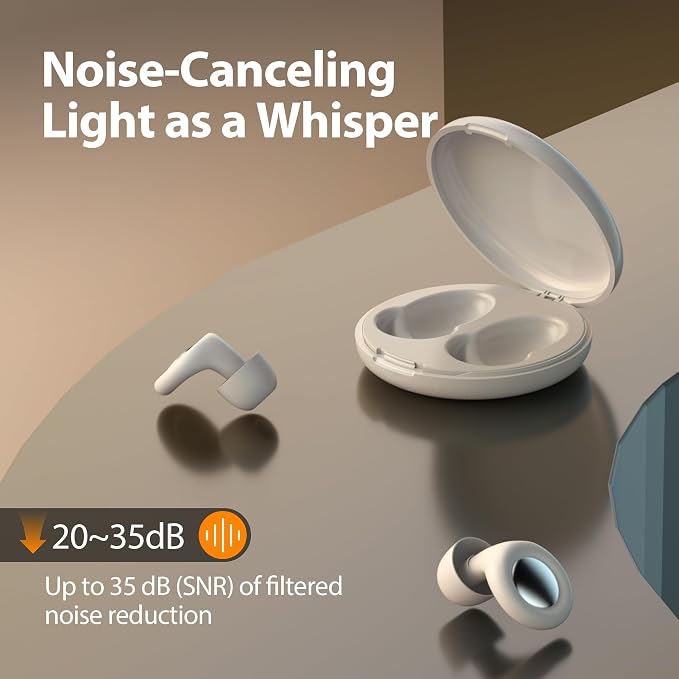 Reusable Sleep Noise-Canceling Earplugs, High-Fidelity Hearing Protection Earplugs, Ideal for Concerts, Travel, Library, Sleep, and Deep Focus Work | 20-35dB Noise Reduction(White)