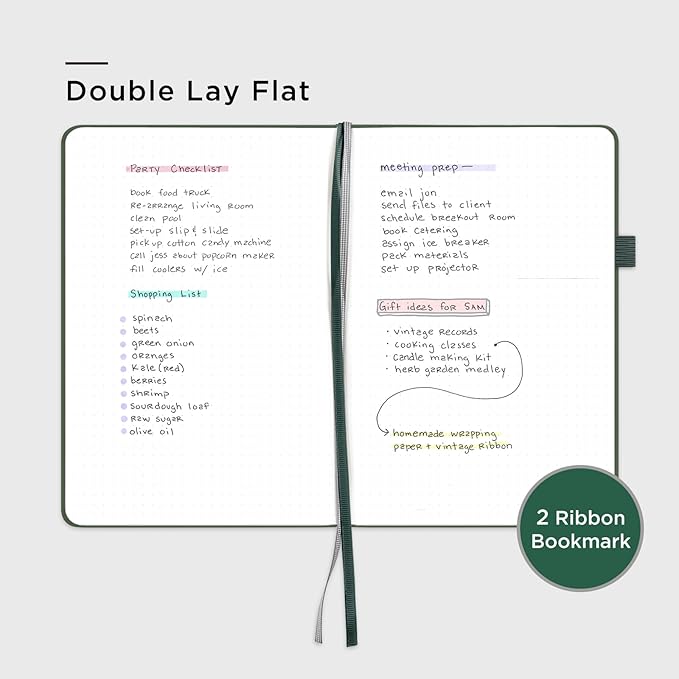 &And Per Se Dotted Journal Notebook, A5 Hardcover Aesthetic Dotted Notebook – 160 Pages 100gsm Thick Dot Grid Paper, 3 Sticker Sheets – Gift-Ready Journaling Kit for Women (Dark Green)