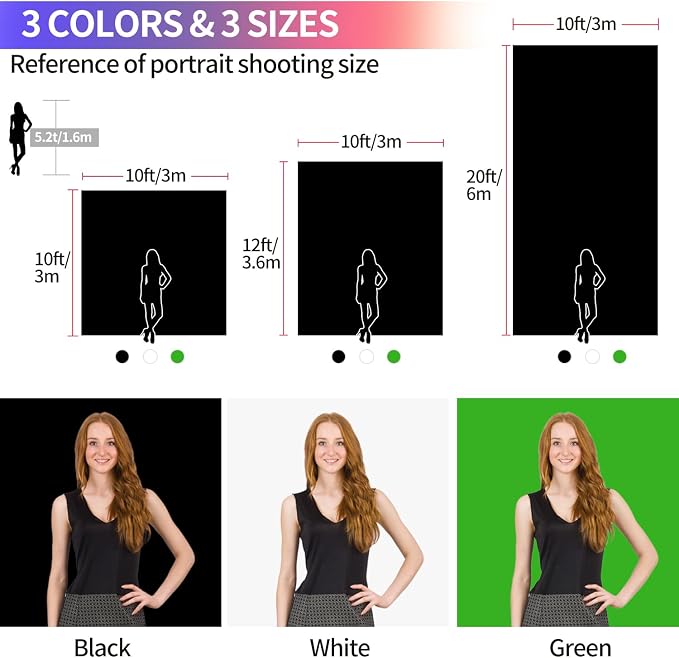 Black Backdrop 10x10ft, Photo Backdrop Curtain for Photoshoot, Pure Photographic Studio Backgrounds, Thick Polyester Fabric Photography Black Screen for Party Portraits Video Recording (Backdrop Only)