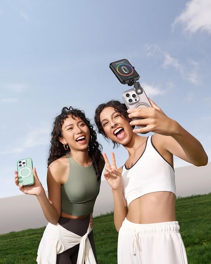 Portable Selfie Light for iPhone: Rechargeable Phone Fill Lights, Ring Light for Camera Picture, Makeup Photo, Video Conferences, Laptop Use, Zoom Meetings, TikTok, Vlog Photography Magnetic RGB