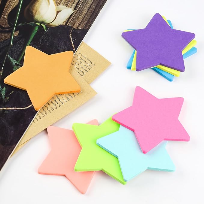 Yuntop 8 Color Star Shape Sticky Notes, 240 Sheets, Self-Sticky Note Pads for School Office Home
