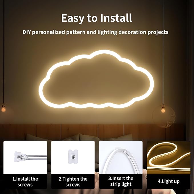 iNextStation Warm White LED Rope Lights 16.4FT/5M DC12V LED Strip Lights, IP65 Waterproof Silicone Neon Light Strip, Flexible Led Light Strip 0.98in Cut for DIY, Rope Led Lights for Bedroom(No Plug) | LED Strip 3000 K Dimmable Cuttable Hose Strip for L...