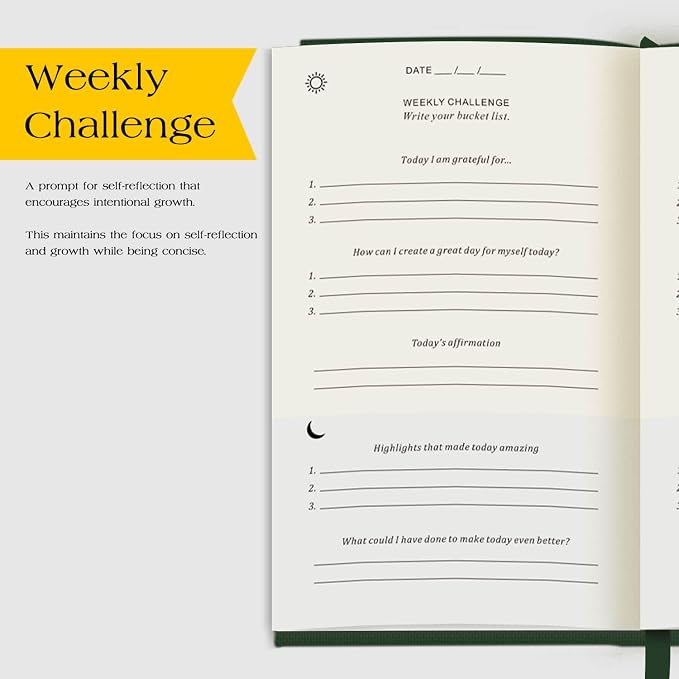 The Original Gratitude Journal with Inspiring Prompts & Quotes for Mindfulness, Reflection & Personal Growth - Daily Wellness Journal for Men & Women - Luxurious Earth Green Cover