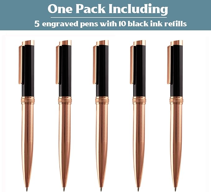 Ancolo Personalized Ballpoint Pens - Luxury Writing Pen with 10 Black Ink Refill Engraved with Your Message Name on the Pens Gift Set for Man/Women/Writers/Collection/Journalist