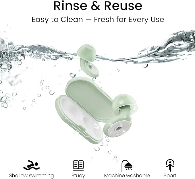 Ear Plugs for Sleeping, Noise Cancelling Earbuds for Concerts | 4 Sizes of Reusable Soft Silicone Earplugs, 30dB Comfortable Fit Earplugs