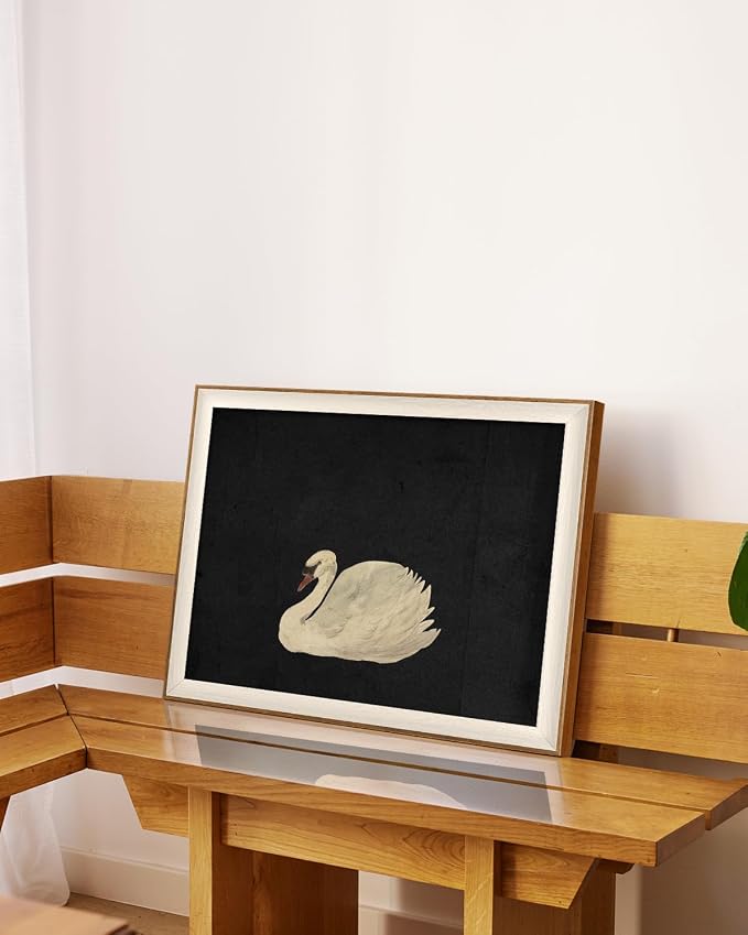 VIYYIEA Framed Wall Art for Living Room, Animal-【Zwaan】, 20L x 16W