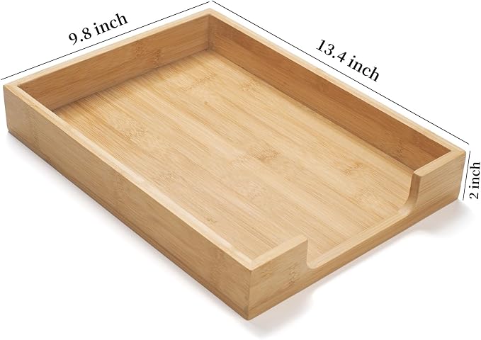 Bamboo Letter Tray, Wood Desk Tray, Wooden Desk Organizer, A4 Paper, Document, File, Mail, Magazine Storage Basket for Office, Classroom, Home Desktop