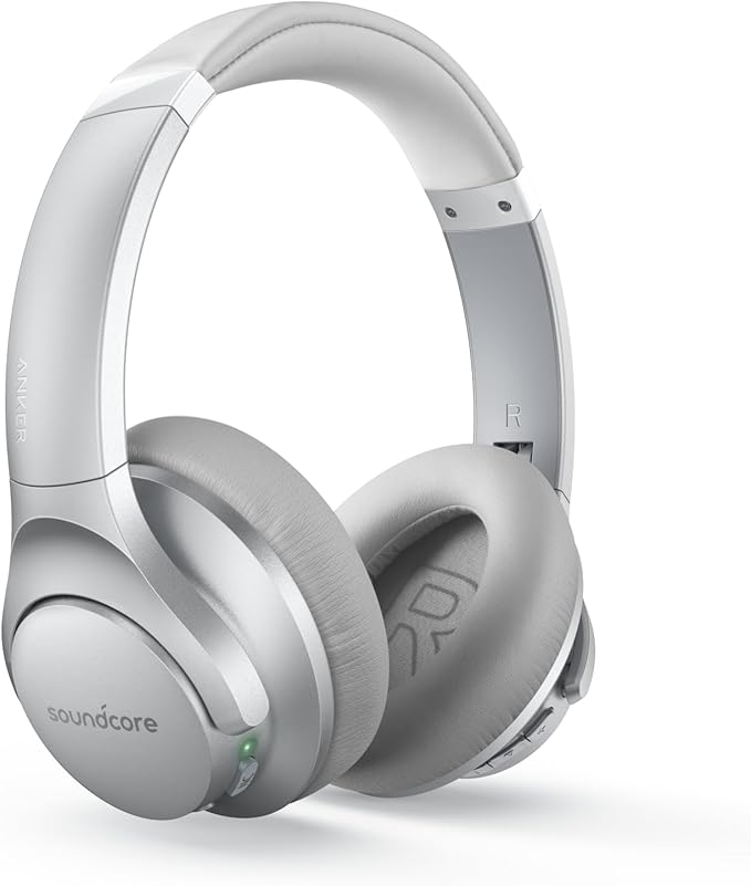 Soundcore Anker Life Q20 Hybrid Active Noise Cancelling Headphones, Wireless Over Ear Bluetooth Headphones, 60H Playtime, Hi-Res Audio, Deep Bass, Memory Foam Ear Cups, Travel, Office, Micro Charging