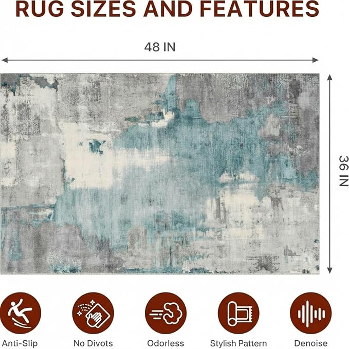 36"x60" Office Chair Mat for Hardwood Tile Floor, Under Desk Carpet Protector for Rolling Computer Chair Mat, Machine Washable Area Rug, Anti-Slip 1/5" Thick Low Pile Thin Vinyl Floor Mat, Black Beige