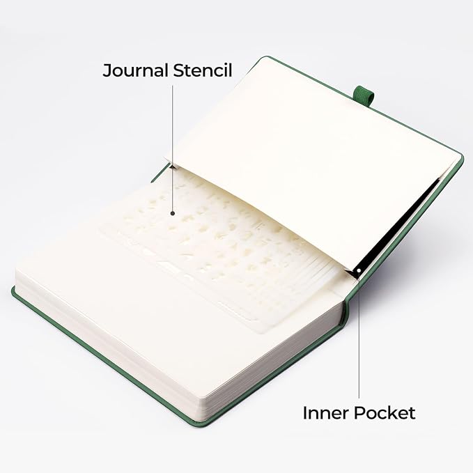 EMSHOI Blank Notebook Journal - 320 Pages, 100gsm Thick Paper, A5 Hardcover Leather, Art Sketchbook for Drawing, Unlined, Plain Sketch Book for Women Men Work Writing, 5.75 X 8.38, Dark Green