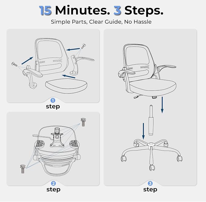 Ergonomic Mesh Office Chair for Home Office, Flip-Up Arms, Breathable Mesh Back & Thick Seat Cushion, Swivel Rolling Computer Desk Chair – BIFMA Certified, Supports 300 lbs (White Frame/Beige Seat)