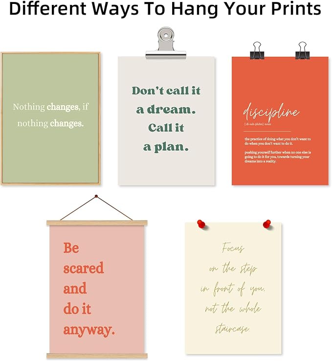 Office Wall Art Motivational Posters Inspirational Quote Canvas Wall Decor Office Positive Pictures Inspirational Classroom Art Motivational Work Prints for Gym Home 8x10 Inch Unframed Set of 6