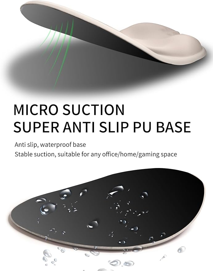 Palm-Rest and Wrist-Hugging Mouse Pad Wrist Rest, Ergonomic Wrist Support with Curve Fitting Cushioned Memory Foam for Carpal Tunnel Pain Relief, 9.9 x 8.3 Inch, Love of Apricot White