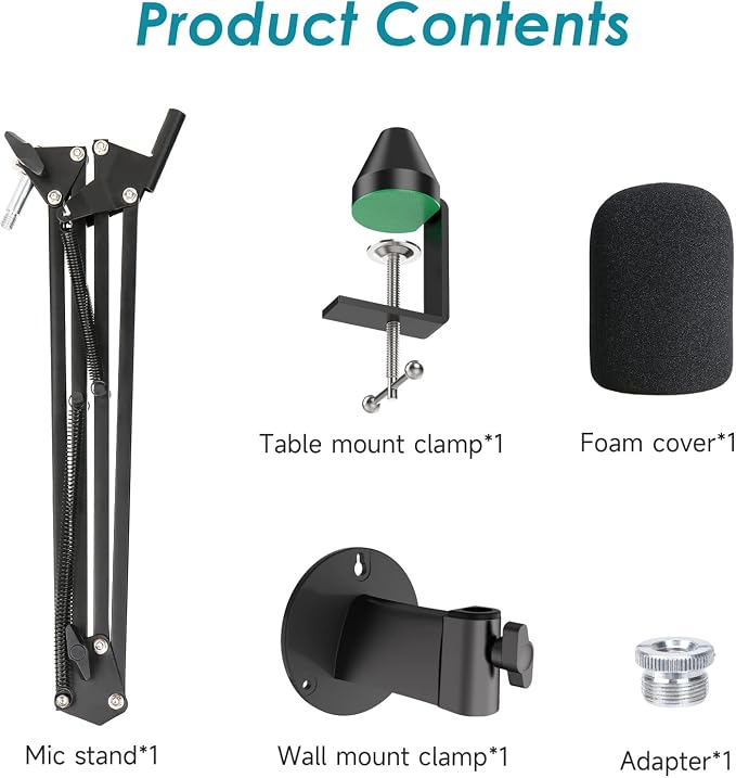 YOUSHARES Razer Seiren X Wall Mount Boom Arm - Wall Mount Microphone Holder for Razer Seiren X Mic, Vertical Surface Mount and Freely Swiveling Metal Wall Mount Clip Suitable for Saves the Desk Space