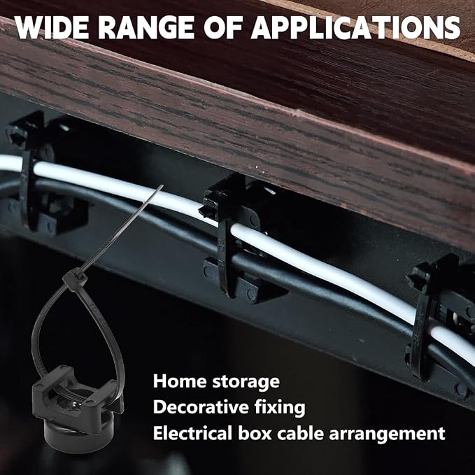 20PCS Magnetic Zip Tie Mount, Multipurpose Magnetic Cable Management Mount, 20 Mounts and 200 High Strength Nylon Cable Ties, Supplies for Organizing Cables and Wires (Vertical Load 7.5lbs)