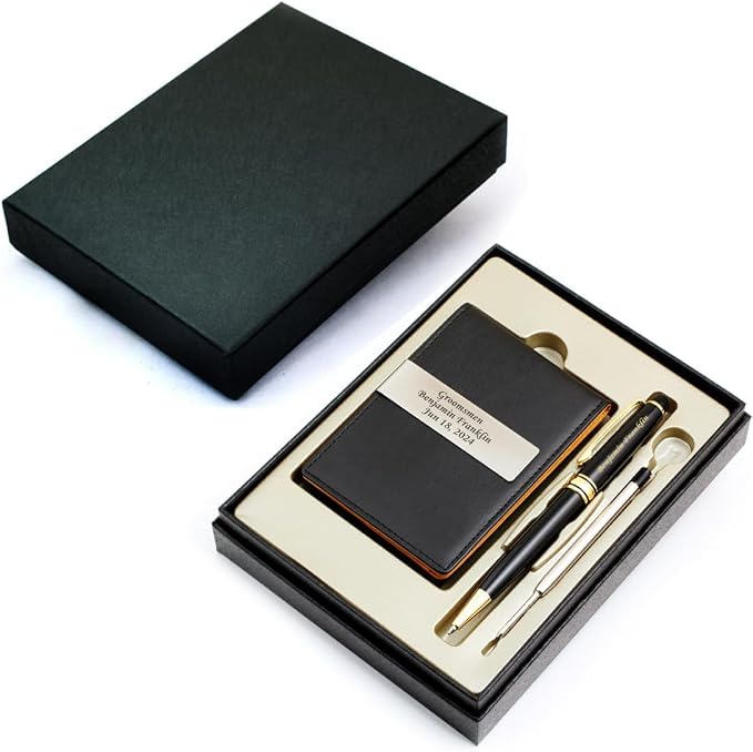 Custom Engraved Pen & Money Clip Wallet Gift Set – Personalized Ballpoint Pen with Refill, Luxury Gift Box for Men