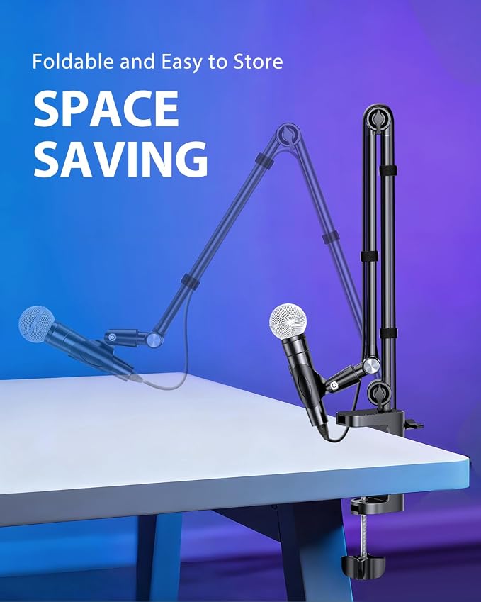 UBeesize Microphone Boom Arm, Aluminum Alloy Mic Arm Stand for Blue Yeti, HyperX QuadCast, Shure SM7B and Other Mic, 360° Rotatable Head Mic Arm Desk Mount with 3/8" to 5/8" Adapter for Podcast Gaming